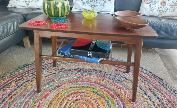 Fabulous Mid-Century Modern, 50s Style, Retro Compact-Sized Coffee Table with Slatted Magazine/Book Shelf