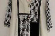 Vintage Abstract Print Blouse Cream &amp; Black Graphic Top 80s/90s Style