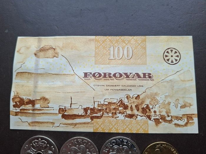 A Lot of one note and 7 coins from Faroe (1955-2001)