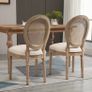 Set of 2 Dining Chairs, Viennese Cane, Solid Wood, 49 cm x 56 cm x 96 cm, Cream White + Natural Image 5