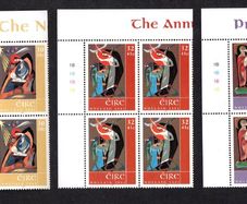 2001 Ireland Christmas Commemorative Stamps Plate Block 1B1B1B1B Mint Never Hinged (MNH)