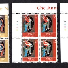 2001 Ireland Christmas Commemorative Stamps Plate Block 1B1B1B1B Mint Never Hinged (MNH)