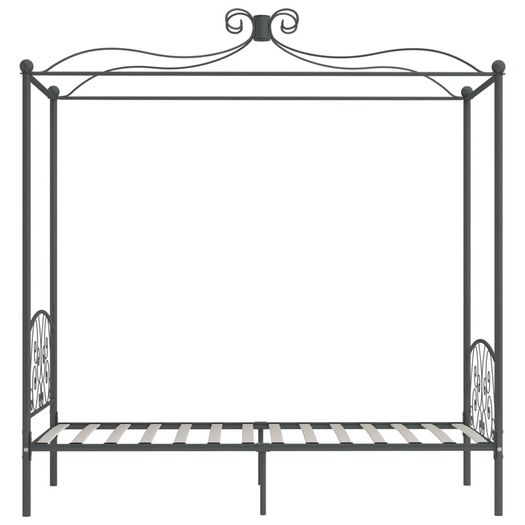 Canopy Bed Frame Grey Metal 100x200 cm
