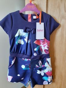Girls Ted Baker Navy Floral Playsuit age 3 - 4 years Brand new