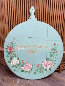 Large European wooden board. Shop sign. Platter. 1947