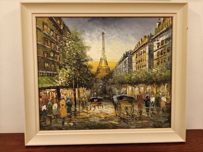 Oil painting, Paris scene