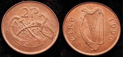 [#2142] - Ireland 1996 | 2 Pence | Irish 2p | KM.21a | UNC