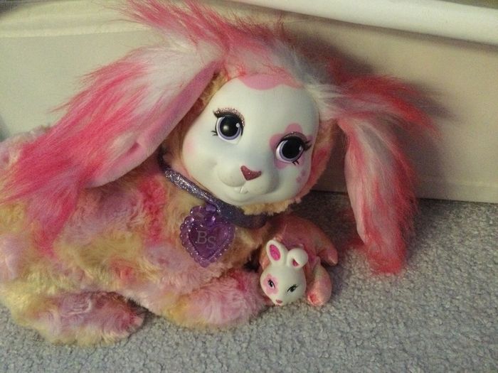 Mammy and baby rabbit teddies