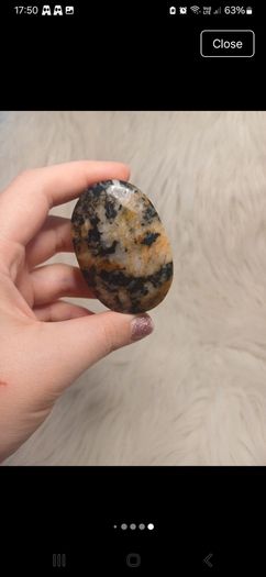 black and yellow tourmaline in quartz palmstone