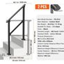 Handrails for Outdoor Steps, 2 PCS 2-3 Step Stair Hand Rail Kit, Transitional Carbon Steel Railings with Installation Kit, Stair Rails for Seniors, Concrete & Porch & Deck, Black Square Tube Image 4