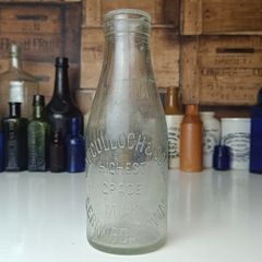 500 - J McCulloch and Sons Gerrardstown Vintage Clear Glass Cork Top Collectible Decorative Milk Bottle
