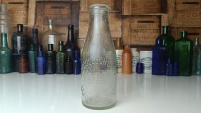 500 - J McCulloch and Sons Gerrardstown Vintage Clear Glass Cork Top Collectible Decorative Milk Bottle