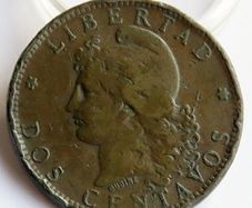 1882 Argentina 2 Centavos Very Rare year coin