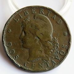 1882 Argentina 2 Centavos Very Rare year coin