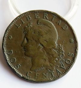 1882 Argentina 2 Centavos Very Rare year coin