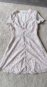 MISSGUIDED White Printed Button Through Tea Dress Size UK 4 (EUR 32)