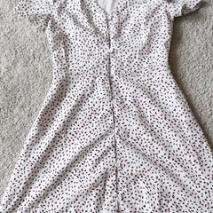 MISSGUIDED White Printed Button Through Tea Dress Size UK 4 (EUR 32)