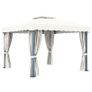 Gazebo with Curtain and String Lights 3x3 m Cream White Image 3