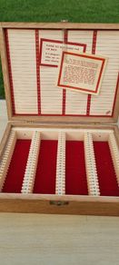 Vintage wooden slide storage box