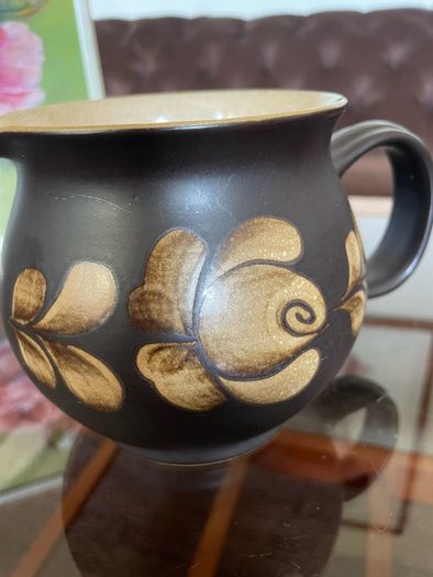Denby Bakewell Vintage Brown Stoneware Rustic Floral Jug