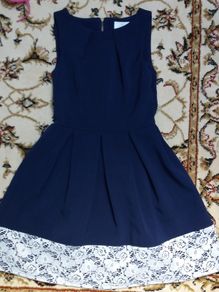 Designer Dress uk8 as new navy with lace