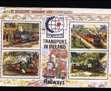 1995 Ireland Singapore '95 Commemorative Stamp Exhibition Slogan overprinted on Railways (MS15) Miniature Sheet Mint Never Hinged (MNH)