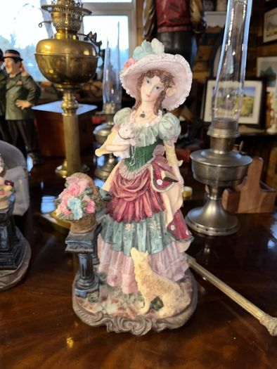 Tall 59cm Superb hand painted figurines of a Lady By Daniel Poly Collection