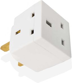 2 Way 3 Pin Power Plug Adaptor Splitter 13A Multi Wall Plug Cube 3 pins Socket Splitter Extension Plug adaptor UK Socket Splitter Block for Kitchen, Home, Office etc (pack of 1)