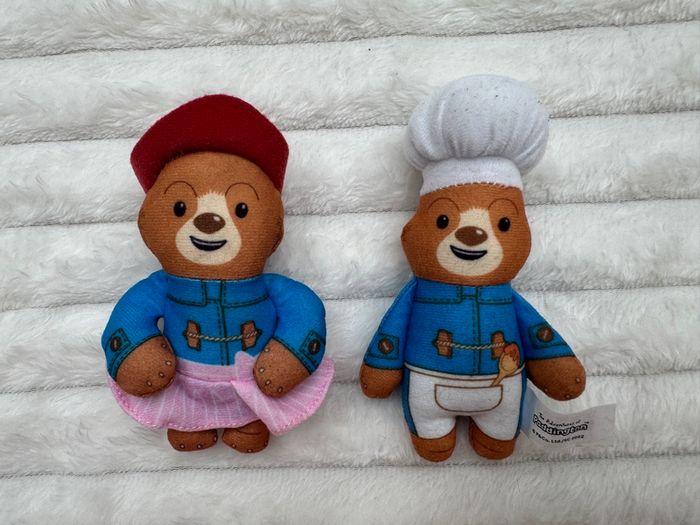 Set of 2 The Adventures of Paddington Bear Ballerina Dancer Chef McDonalds 2022 Plush Used Please see pictures