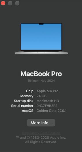Apple MacBook Pro 16.2" M4 Pro 24GB 512GB Silver