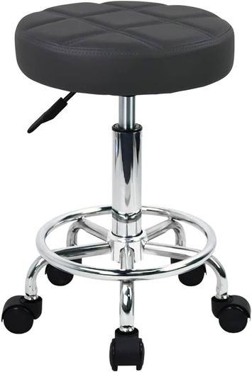 NEW SALE PU Leather Round Rolling Stool Swivel Height Adjustment Home Office Stool Drafting Lab Kitchen Massage Stools with wheels Office Chair