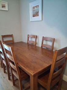 Solid Oak 6ft Dining Table and 6 matching solid oak chairs