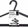 Adult Plastic Coat Hangers - 25pk, Black Colour, Strong Clothes Hangers for Clothes Rail & Closet, Clothing Hanger with Suit Pants Trouser Bar and Clips, Space Saving, 37.5 cm Wide Image 2