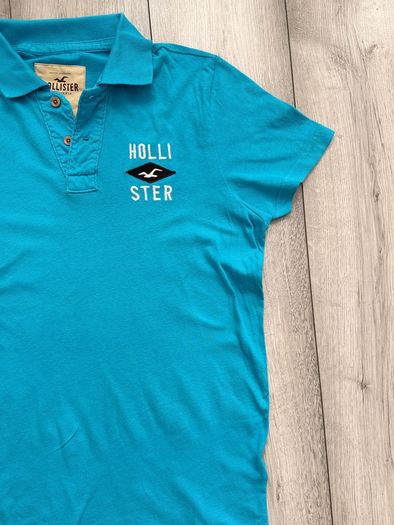 Hollister Mens Turquoise Blue Diamond Logo Polo Shirt (Size L)