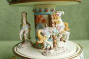 Vintage Enamel Unicorn Carousel Music Box Jeweled Figurine
