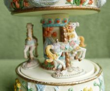 Vintage Enamel Unicorn Carousel Music Box Jeweled Figurine
