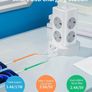 Tower Extension Lead with USB Slots 2M, 8 AC Outlets and 4 USB Ports Multi Plug Socket Extension Tower, Surge Protected with Switch, Power Strip Outlets Extension Cord for Home, Office, Kitchen Image 4
