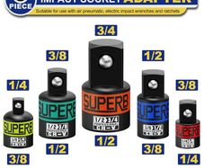 1/4 3/8 1/2 3/4 Inch Drive Impact Socket Adapter Set, 5 Piece Ratchet Socket Adapters, Socket Reducer Wrench Adapter for Mechanics DIYers Automotive Repair