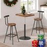 Set of 2 Bar Stools Kitchen Chairs with Backrest Metal Frame Multi-Directional Adjustable Feet for Kitchen Image 6
