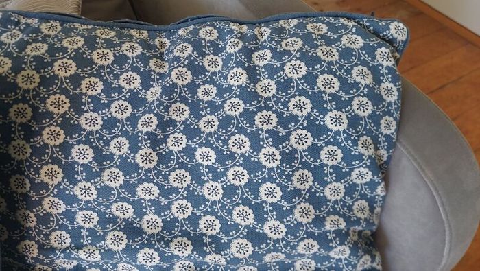 Blue and white cushions