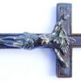 Antique Pectoral Cross: Monk Crucifix, Skull & Crossbones Charm Image 3