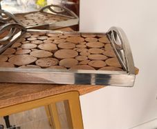 Decorative Wooden & Metal Serving Tray