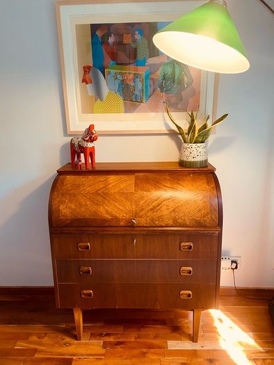 Swedish Egon Ostergaard Roll top teak bureau mid Century
