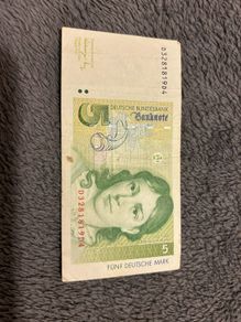 Vintage 5 Deutsche Mark Banknote (DM)  4th Series  Bettina von Arnim