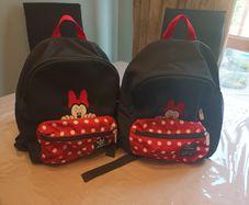 2 toddlers Adidas Minnie backpack