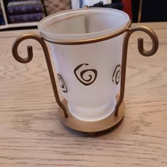 Decorative Pair of Candle Holders with Metal Stand