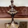Retro Modern Polished Nickel Chrome Tall Table with Fabric Shade Image 5