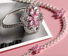 Pandora Herbarium Sparkling Pink Double Flower Cocktail Ring Brand New