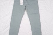 Zara Muted Green Blue Raw Frayed Hem Slim Fit Cropped Jeans 14UK/42EU