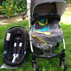 Mamas and Papas Pushchair, Car Seat,  2 rain covers